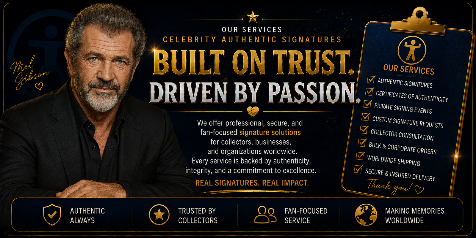 Celebrity Authentic Signatures services